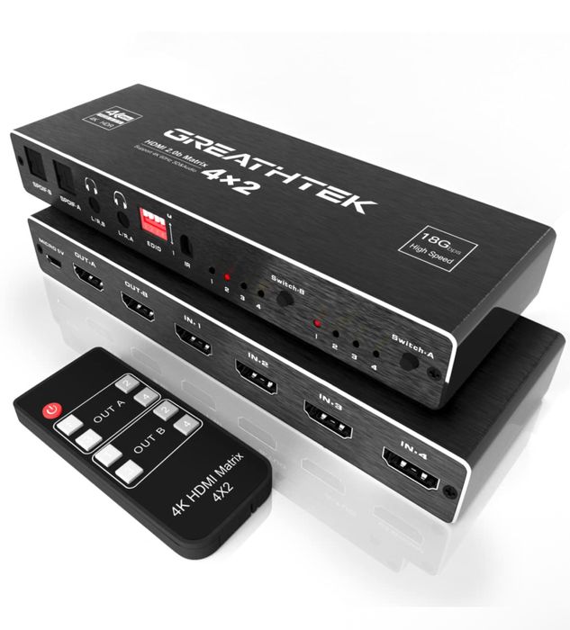 Матричний перемикач HDMI 4x2 4K60Hz HDMI сплітер 4 входи 2 виходи