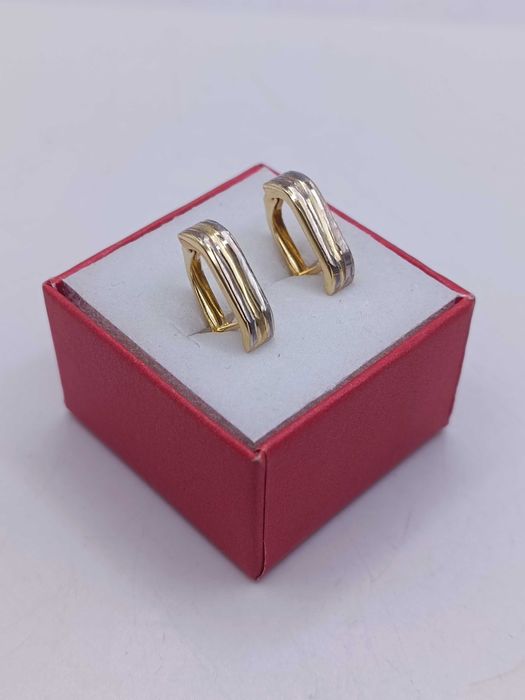 Złote Kolczyki Zdobienia Białe Złoto Wzorzaste PR.585 14K 50/12/24s