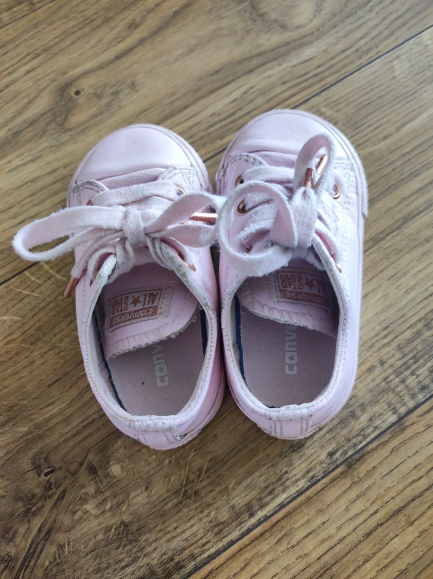 Różowe buty skórzane dziewczęce Converse trampki tenisówki rozmiar 21