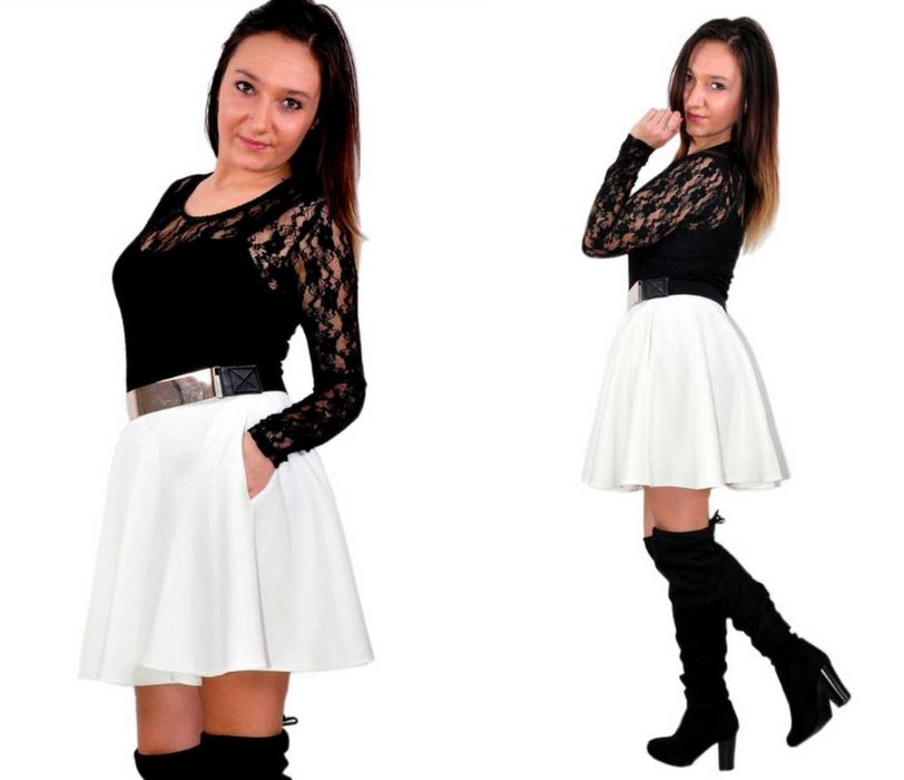 Spódniczka Biała z KOŁA z Kieszeniami XS/S NOWA