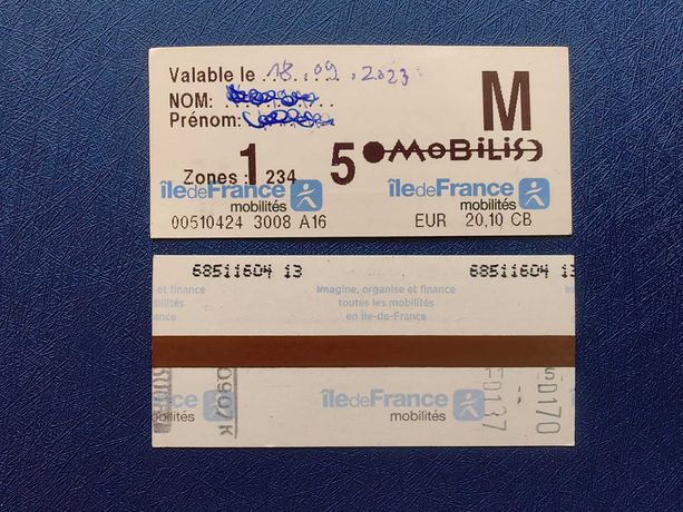 Bilet komunikacji miejskiej Paryż