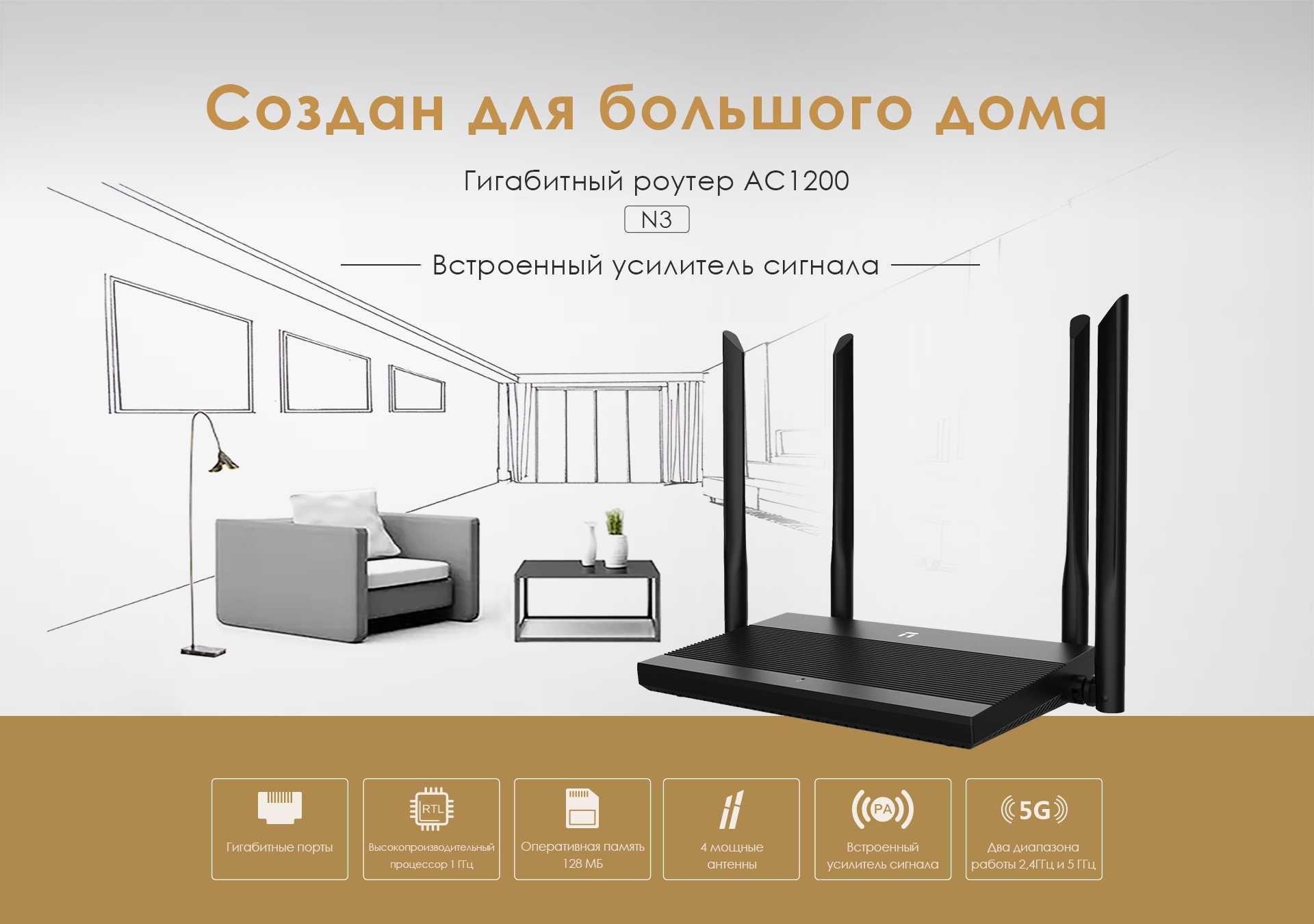 Новый гигабитный 5 ГГц Wi-Fi роутер Netis N3 AC1200