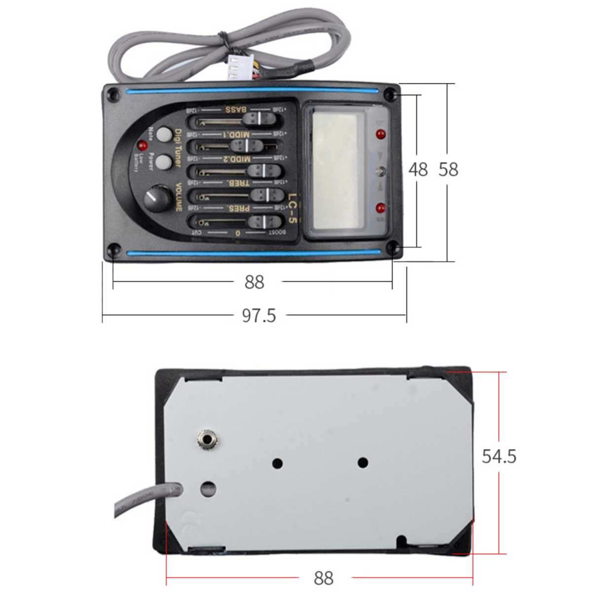 Pickup aktywny przetwornik do gitary z tunerem zestaw Kera Audio LC-5