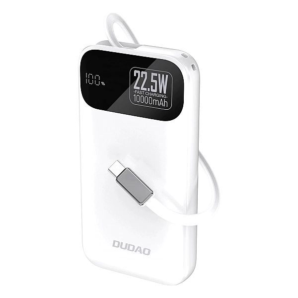 Powerbank Dudao K31/10000 mAh 22,5W PD z wbudowanym kablem - biały