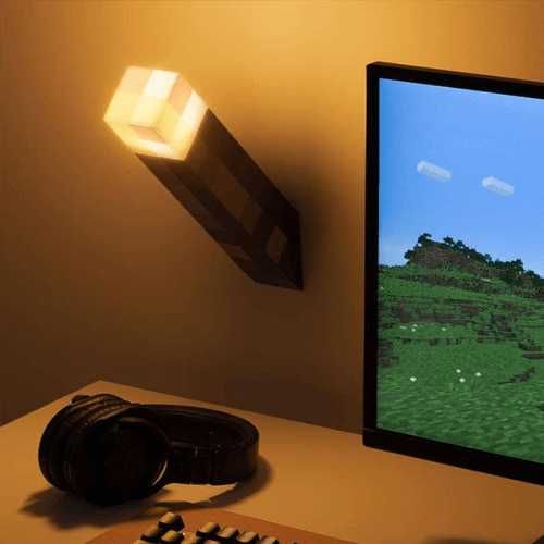 NOWA - Lampa MINECRAFT Pochodnia na ścianę - lampka nocna dla dzieci