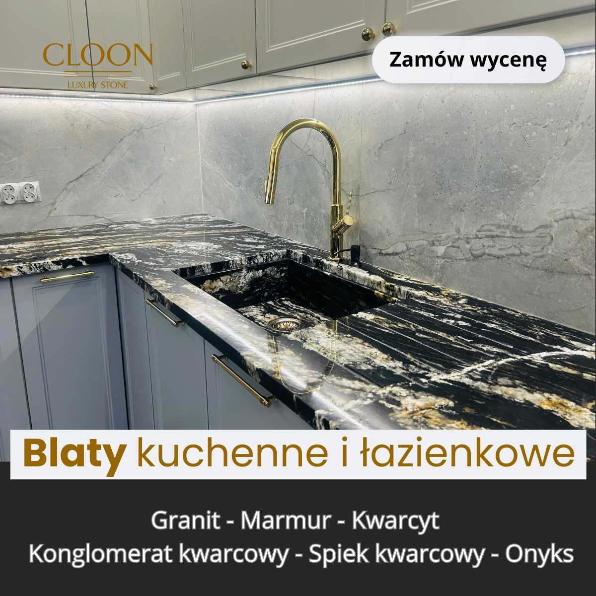 Blat z Kamienia Granit Marmur Konglomerat Spiek Kwarcowy Montaż Wymiar