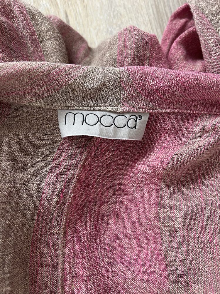 Mocca lniana marynarka narzutka róż beż oversize na lato