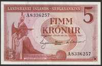 Islandia 5 koron 1957 - A - stan 1/2