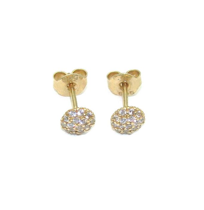 Złote kolczyki półkulki z cyrkoniami -K/91.