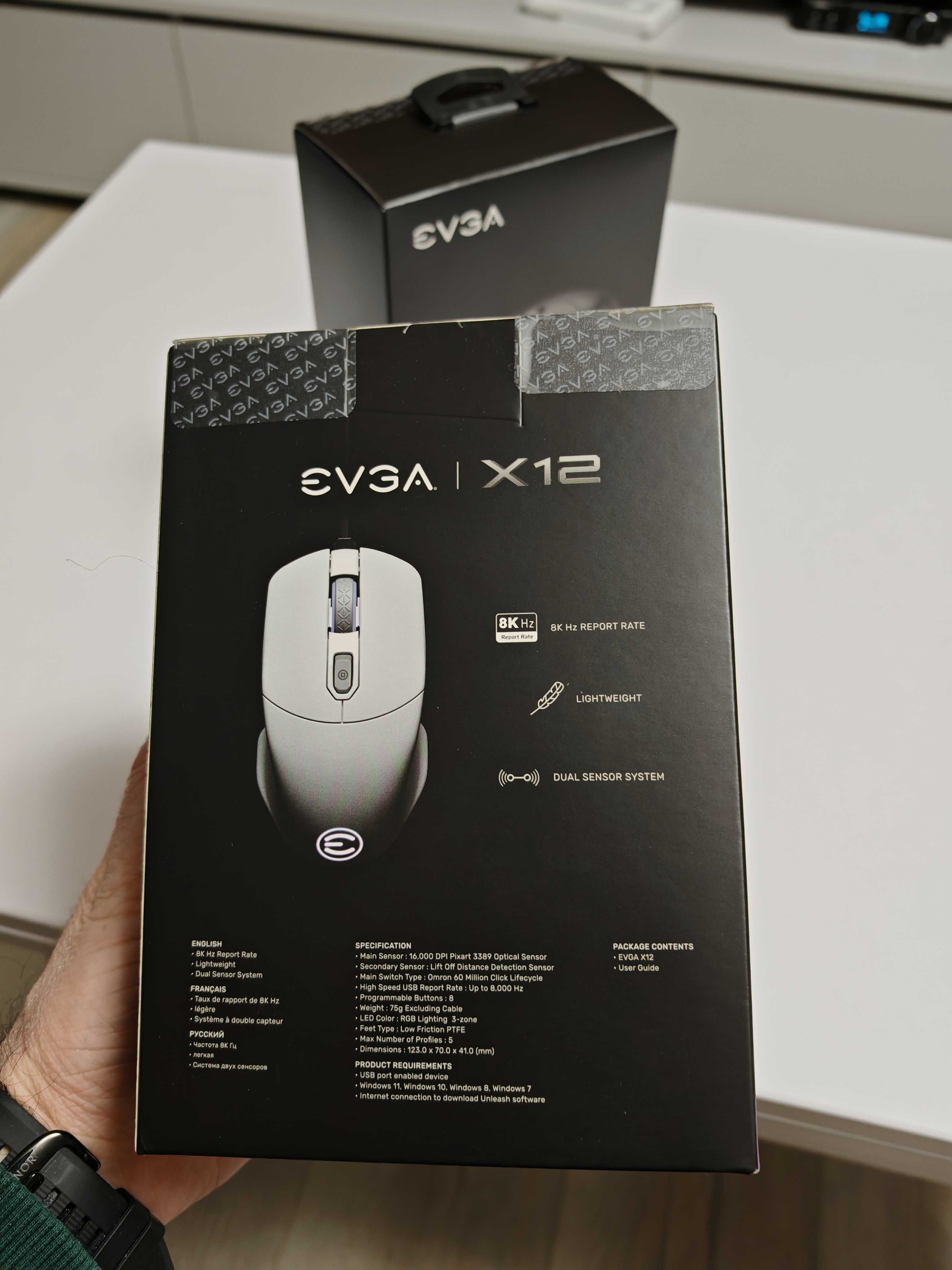 EVGA X12 Gaming Mouse, 8k, Wired, White / Black