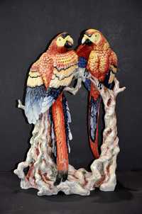 Roceram porcelana Papugi ptaki duże piękne czerwone