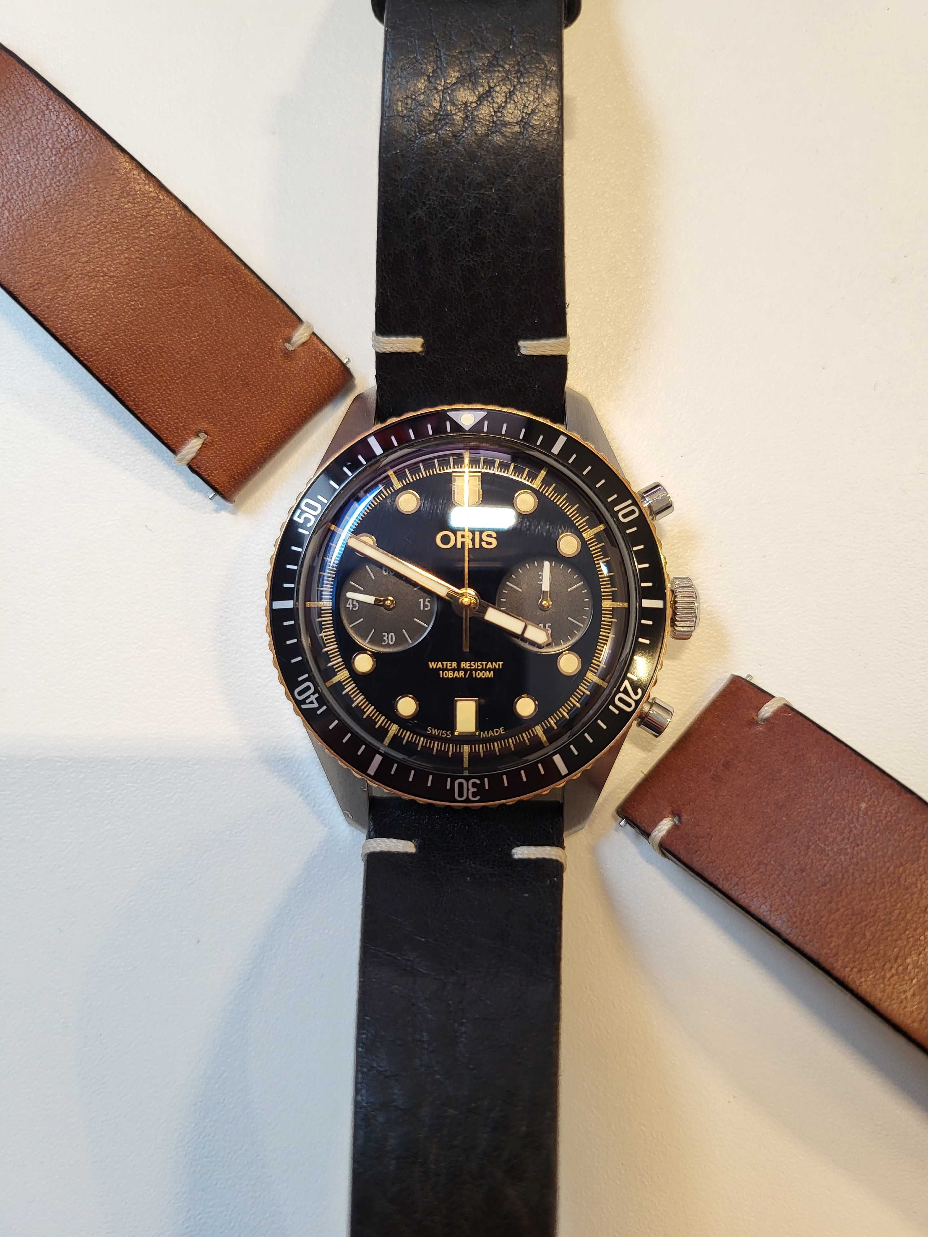 Oris Divers Sixty-five chronograf + pasek hirsch