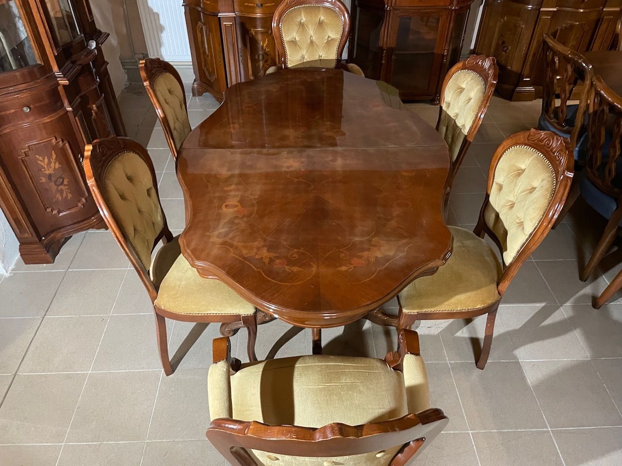 Włoski Stylowy Rozkładany stół + 6 Krzeseł Zapraszam do sklepu Rokoko