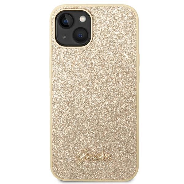 Etui Guess Glitter Script Na Iphone 14 Plus - Złote