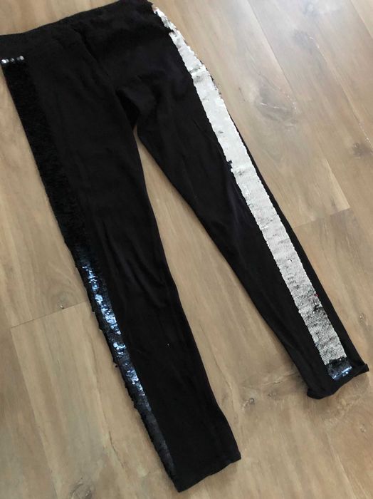 H&M legginsy 8-10 Lat ( 140 ) cekiny, getry, czarne spodnie