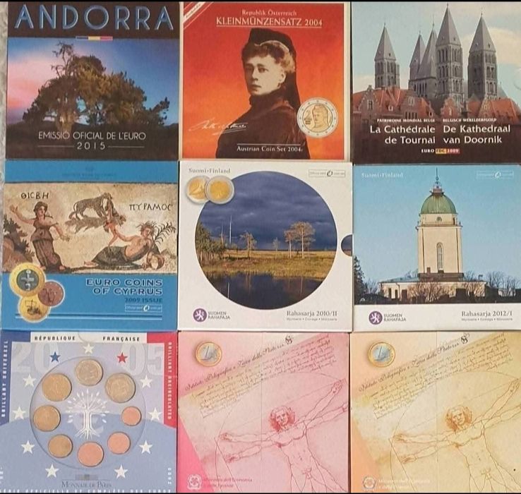 Moedas euro - BNC, FDC, BU - carteiras, sets, cartões
