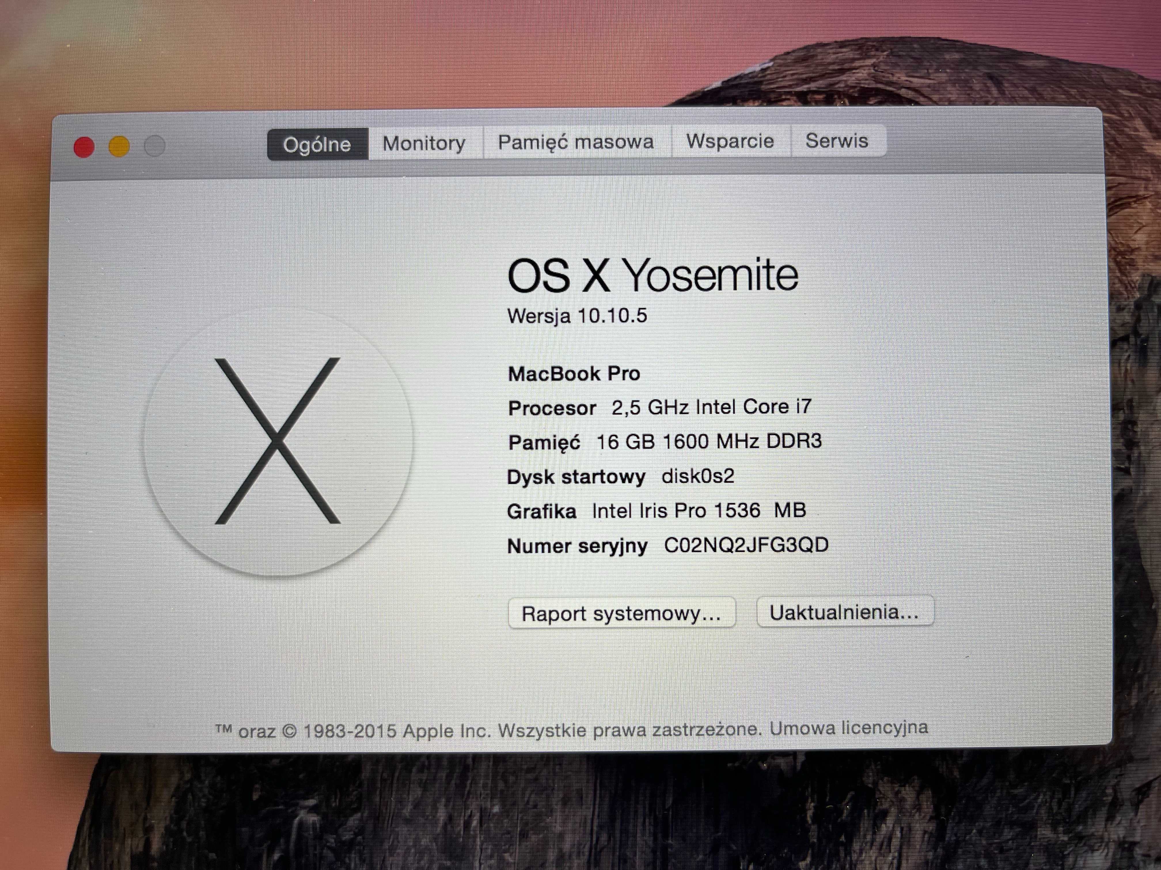 MacBook Pro 15” (Mid 2014), i7, 16GB RAM, GT 750M – uszkodzona matryca