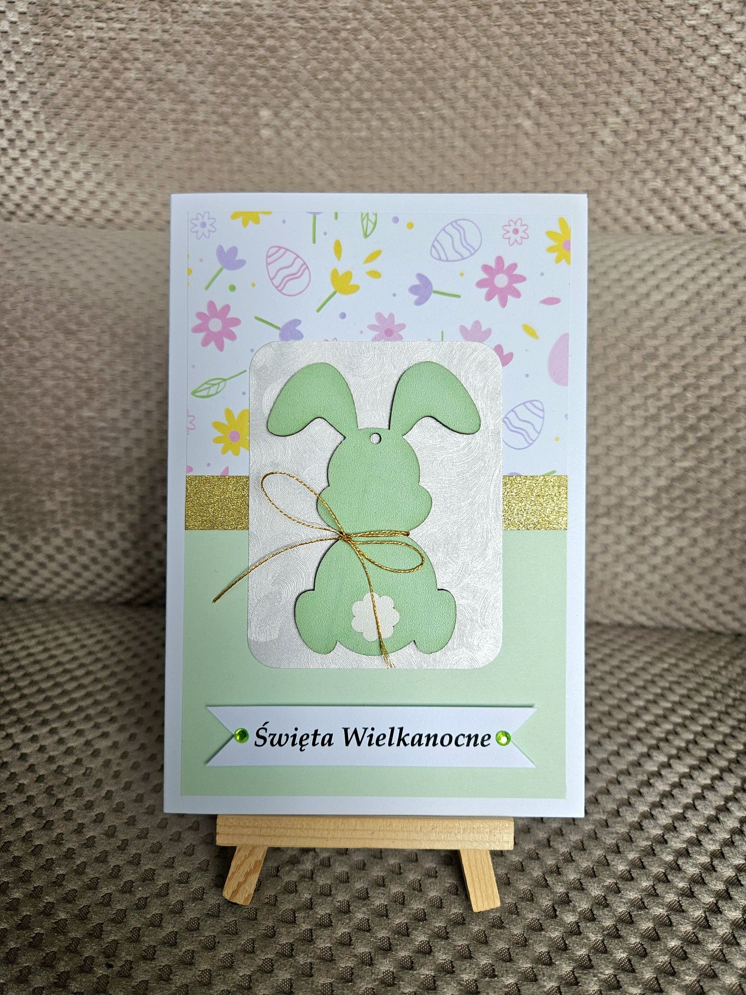 Kartka świąteczna ręcznie robiona, Wielkanoc, handmade