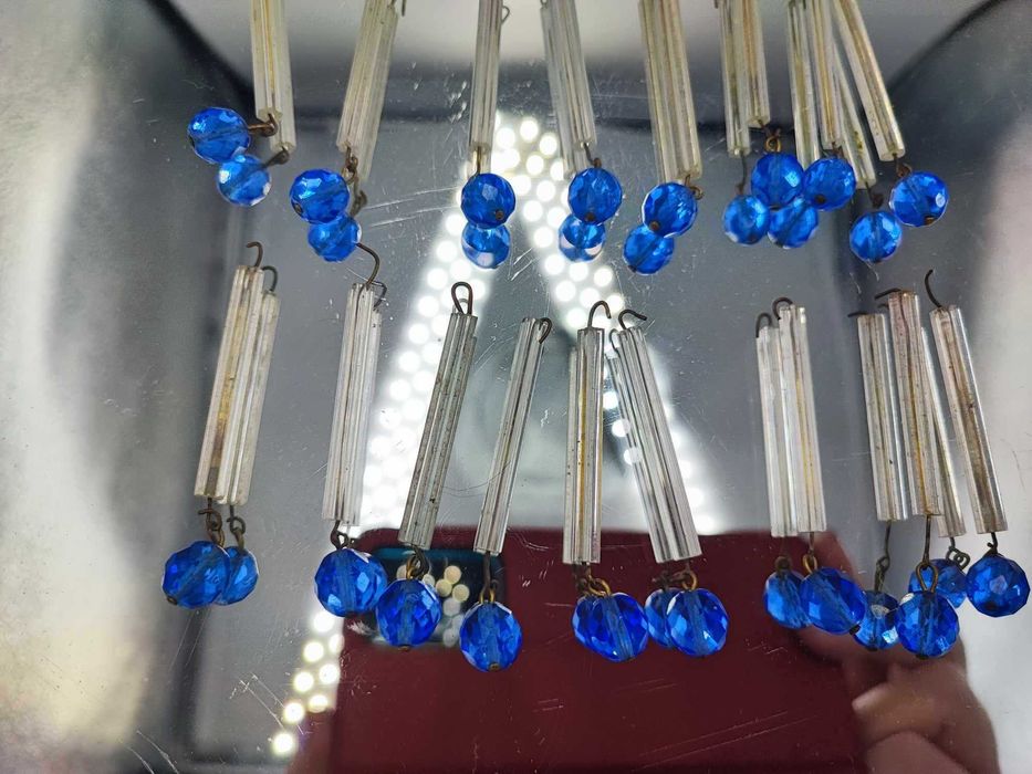 Stare kryształki szklane rurki dł.6,2 do falbanki,cena za 1 sztukę