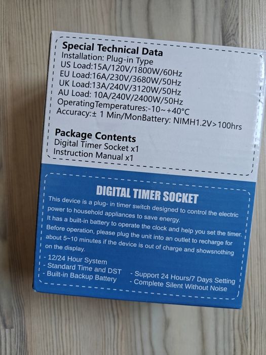 Реле розетка переноска з таймером і захистом. НОВА