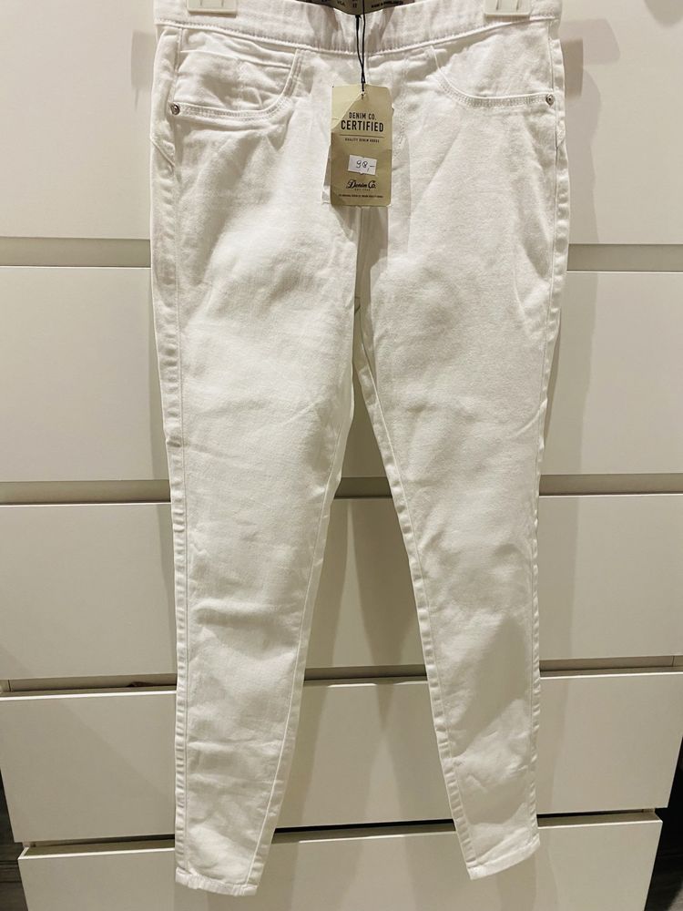 Białe NOWE spodnie rurki legginsy 32/34 XXS/XS