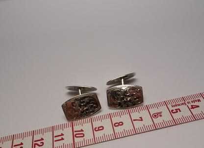 Srebrne spinki grawerowane ozdoby VINTAGE