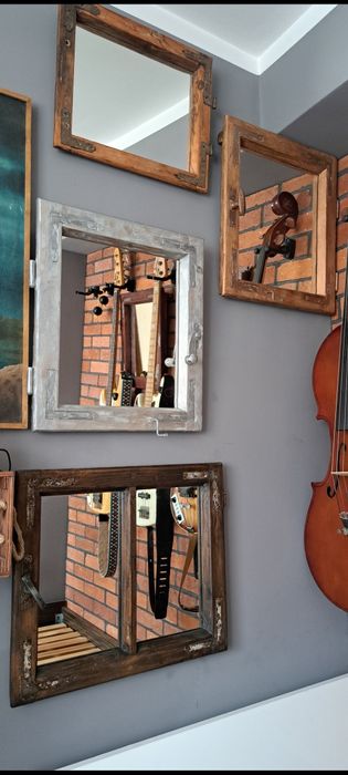 Lustro z duszą rękodzieło stare okno Vintage Retro Loft