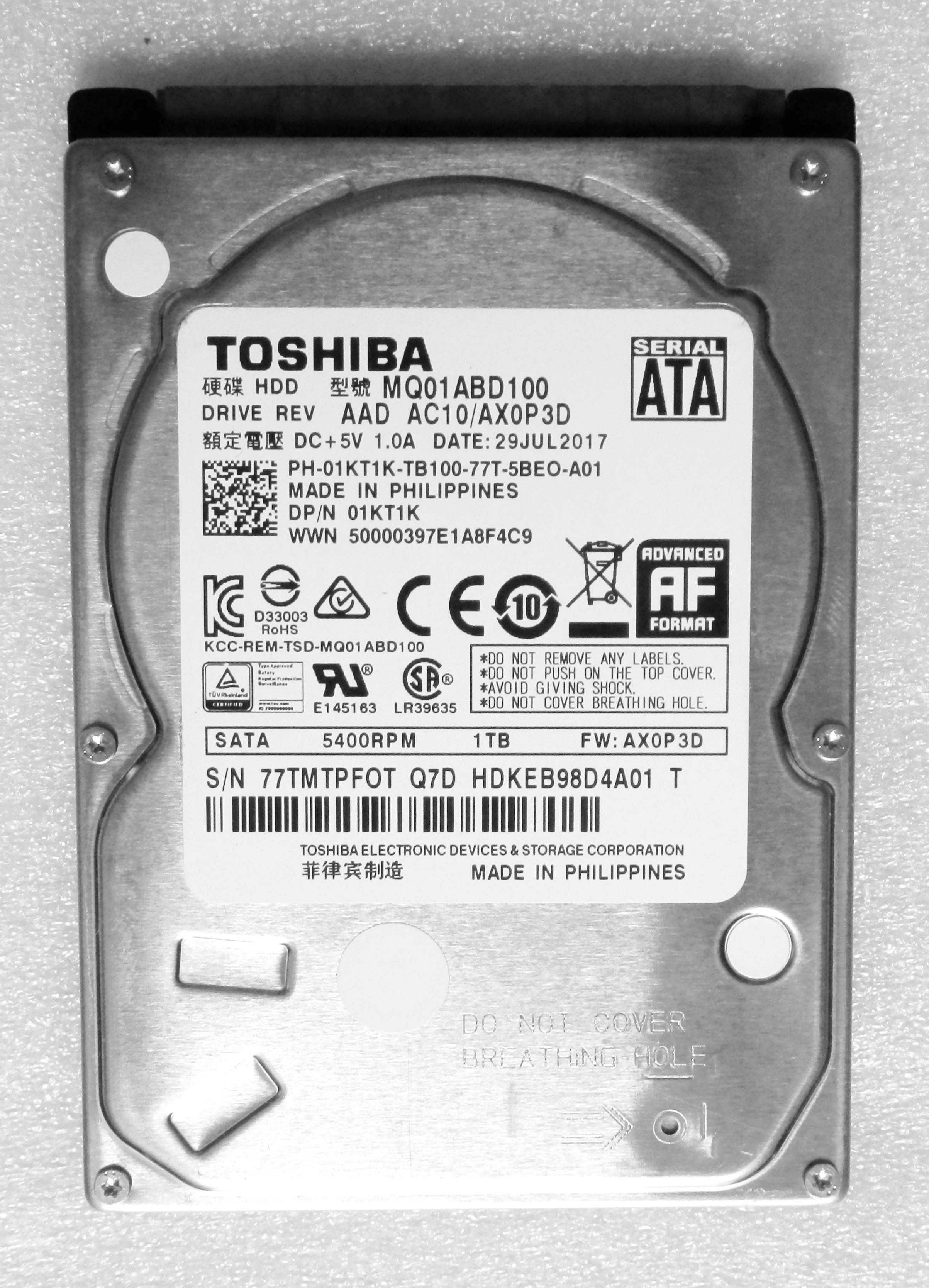Винчестер в ноутбук 2.5'' 1Tb (1000Gb) Toshiba