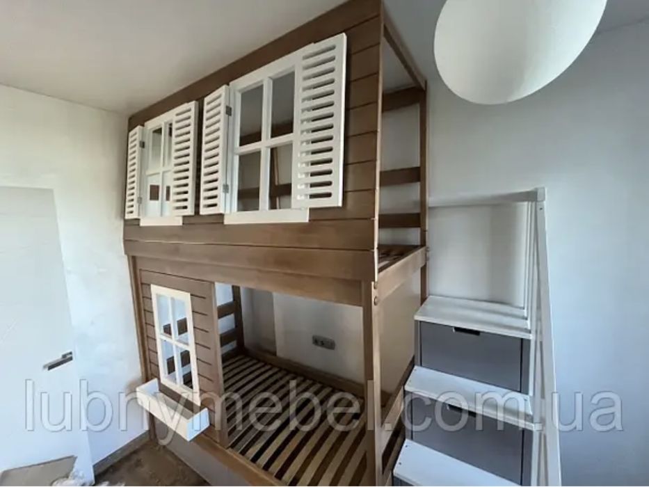 Ліжко двоярусне, двоповерхове, двухъярусная деревянная кровать Капучин