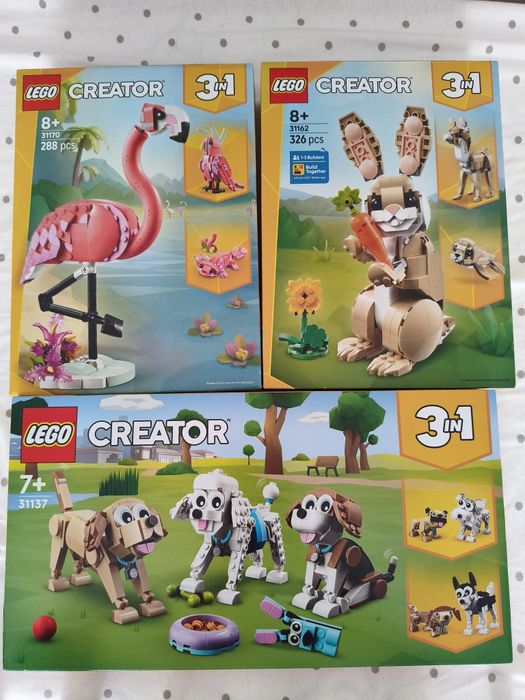 Lego Creator 3w1 DUŻY ZESTAW 31137 Pieski 31170 Flaming i 31162 Królik