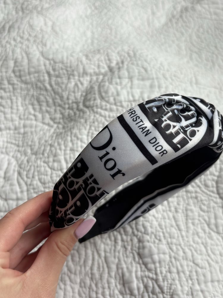 Opaska monogram Dior biało czarna
