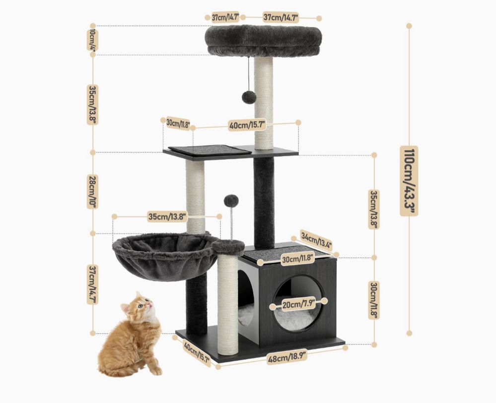 Nowy PAWZ drapak dla kota, 3 poziomy, hamak, 110 cm!