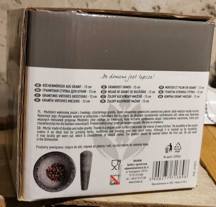Granitowy moździerz kuchenny /BROWIN / średnica 13 cm
