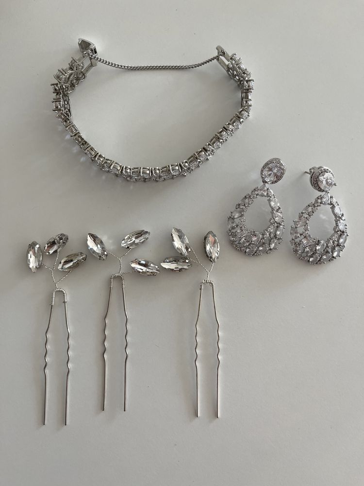 Srebrna biżuteria Yvette Jewelry - bransoletka, kolczyki, wsuwki