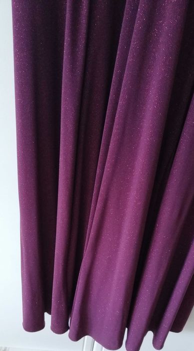 fioletowa śliwkowa brokatowa maksi długa sukienka z brokatem 52 50