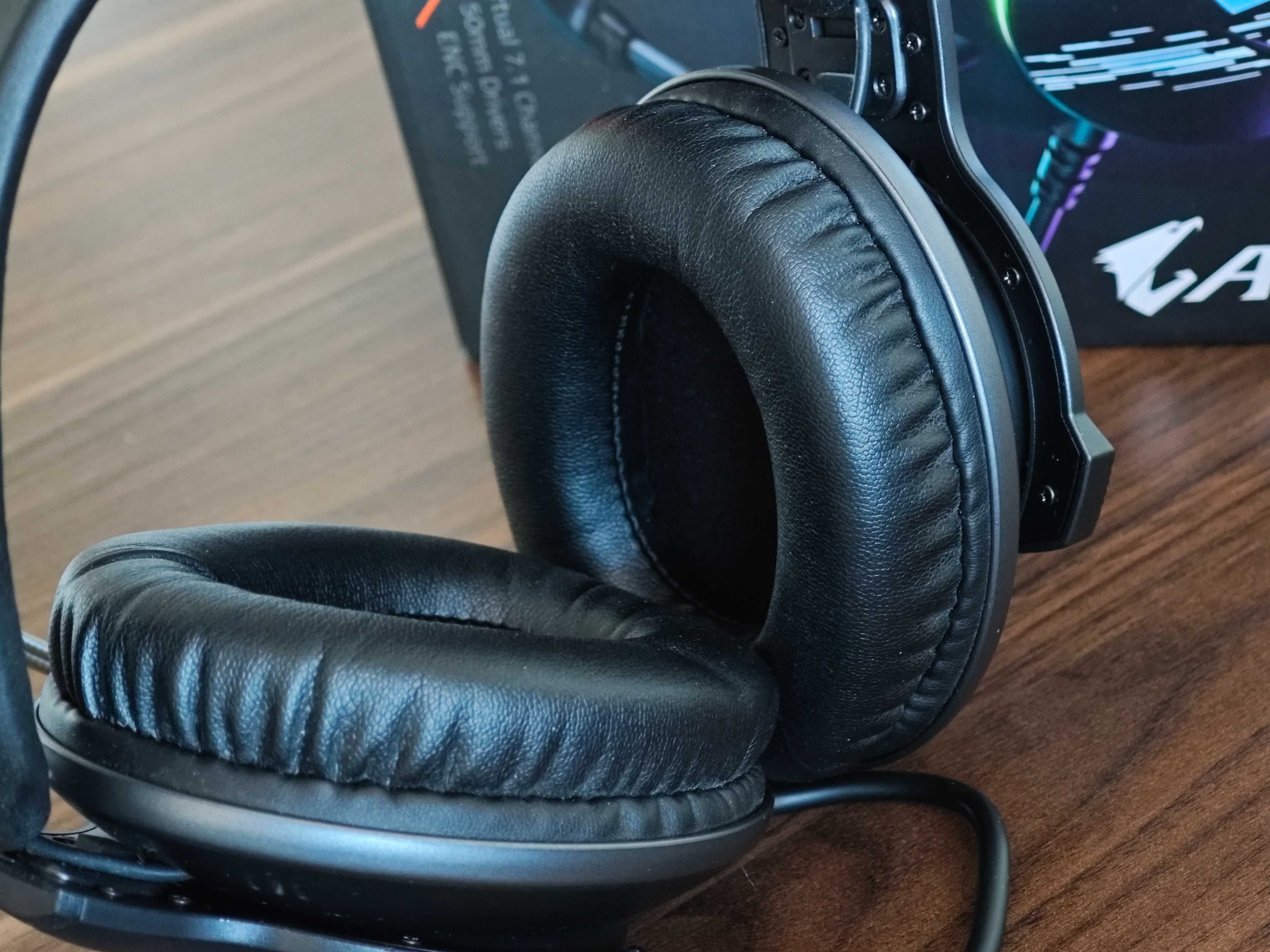 Gamingowe słuchawki przewodowe Gigabyte Aorus H1 - jak nowe, RGB, ENC
