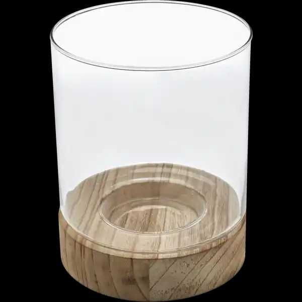 Szklany świecznik wazon z drewnem DEKOWELT