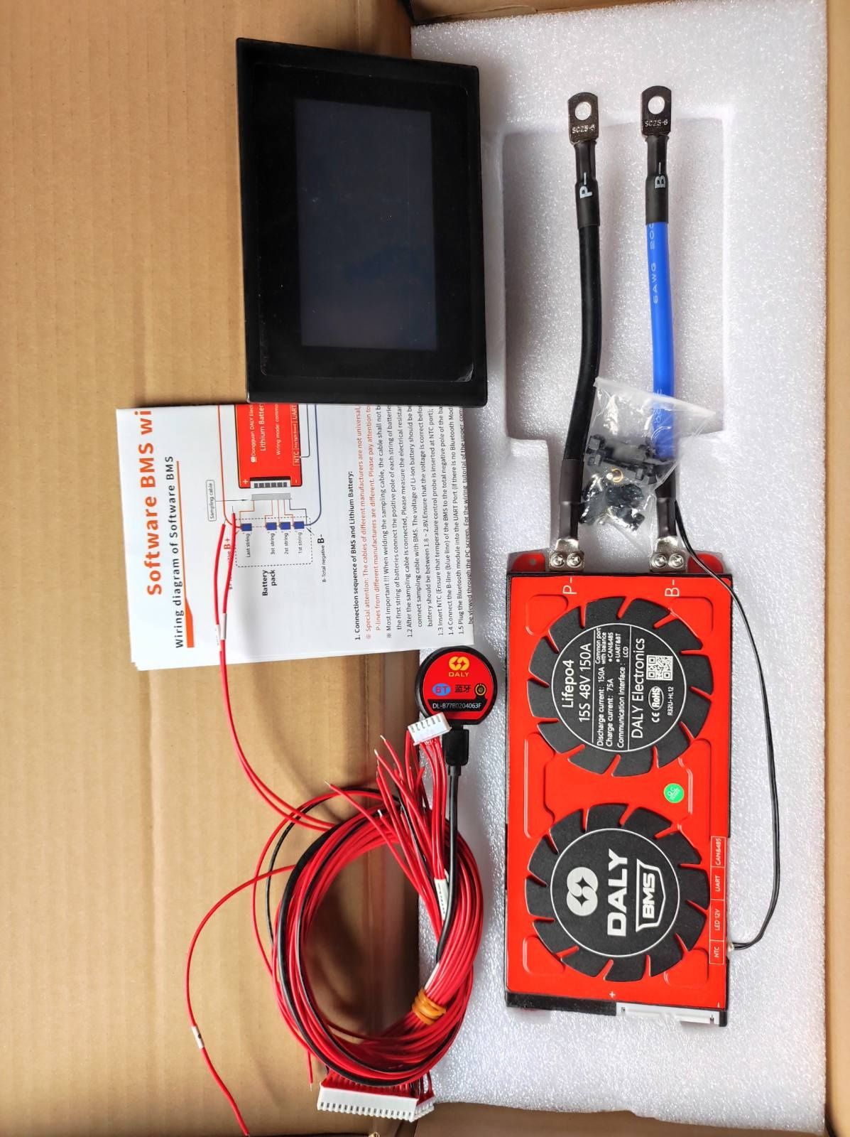 Smart BMS контролер Daly LiFePO4 15S 48 в 150A з Bluetooth+LCD дисплей