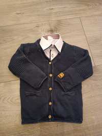 Elegancki zestaw dla chłopczyka koszula i sweterek r. 92