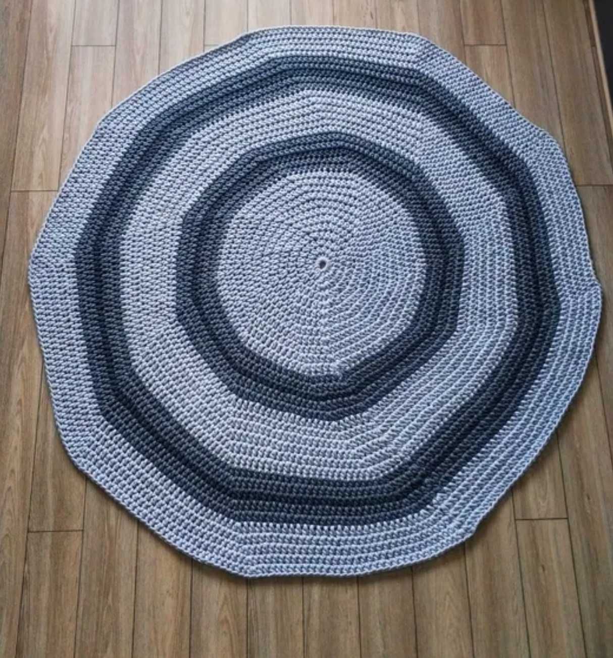 Dywan dziergany /sznurek bawełniany/szary /ok 145cm