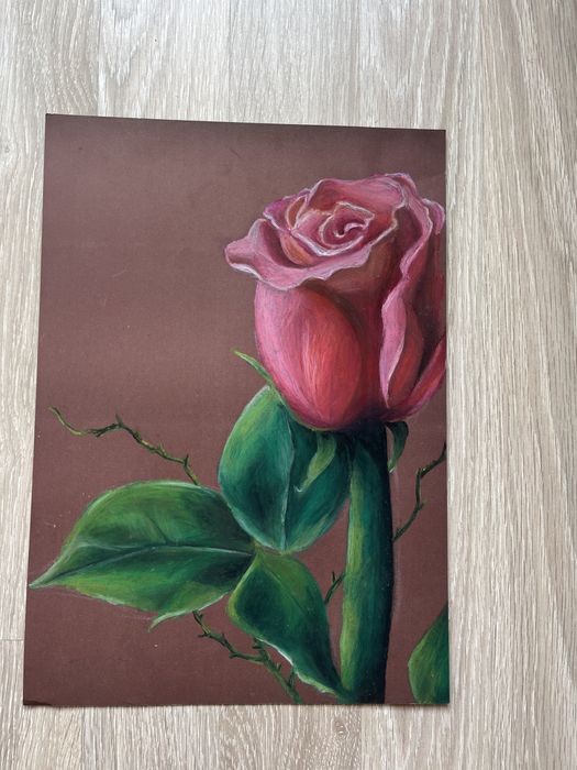 Róża z bliska obraz pastelowy martwa natura dekoracja artystyczna