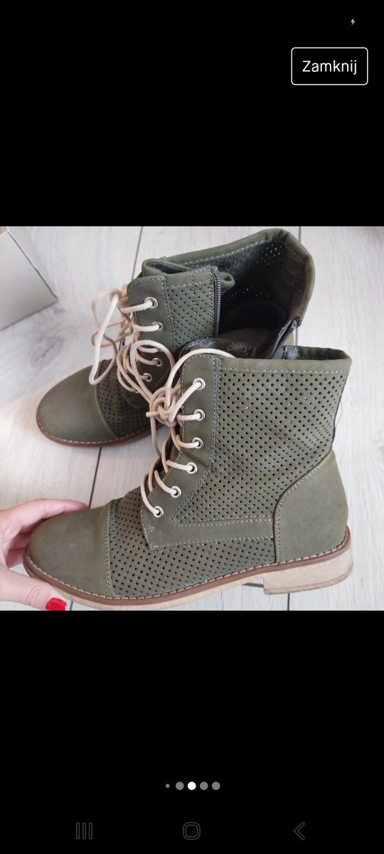 Jenny Fairy Trzewiki ccc  38 Khaki botki buty