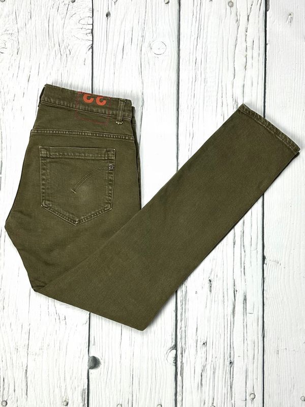 Dondup George Jeansy Rurki Męskie Spodnie Skinny Fit Logowane Khaki r.