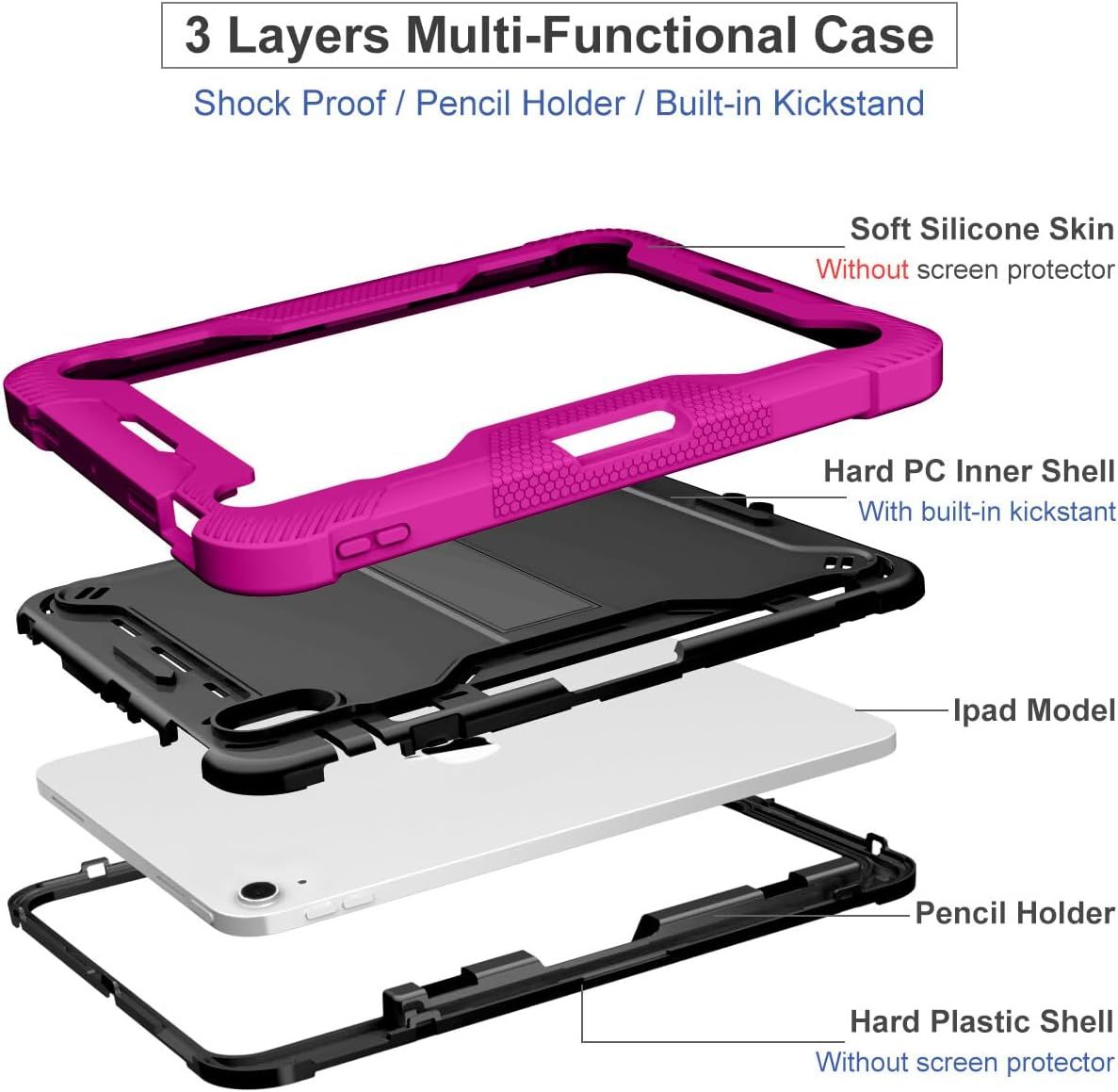 Etui do iPad Pro 5/4/3 12.9" z Podstawką i Miejscem na Rysik Różowe