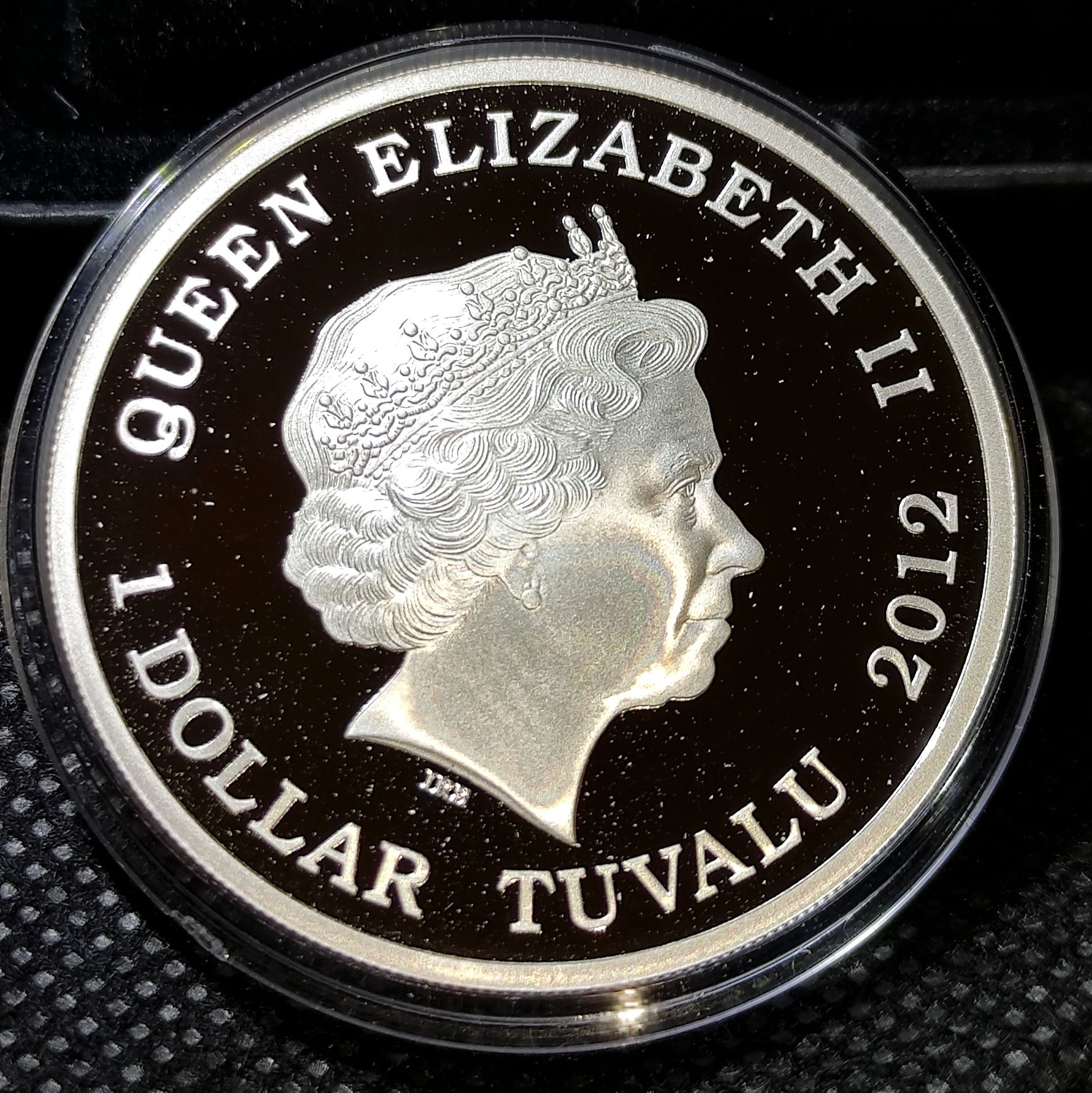 Серебряная монета святой Георгий и дракон 1 доллар 2012 Тувалу