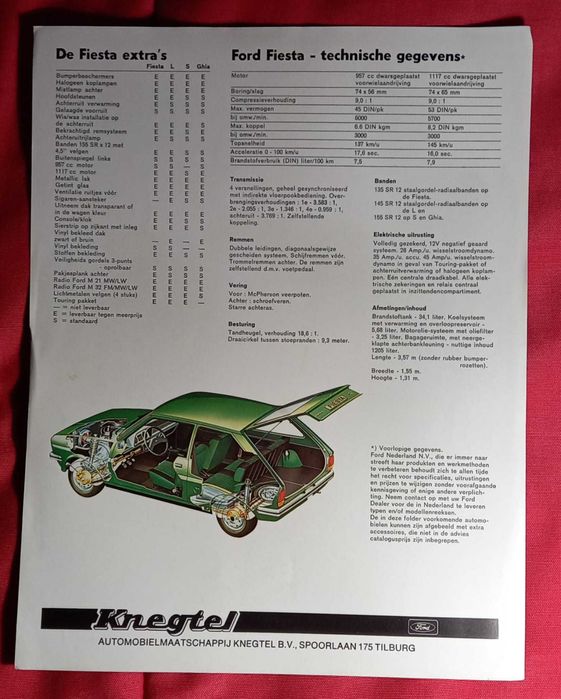 Folheto Ford Fiesta MK1