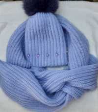 Женская вязанная шапка + шарф