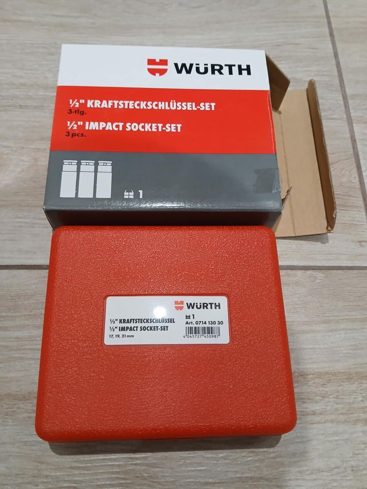 Wurth zestaw 3 Nowych nasadek 1/2 felg alu