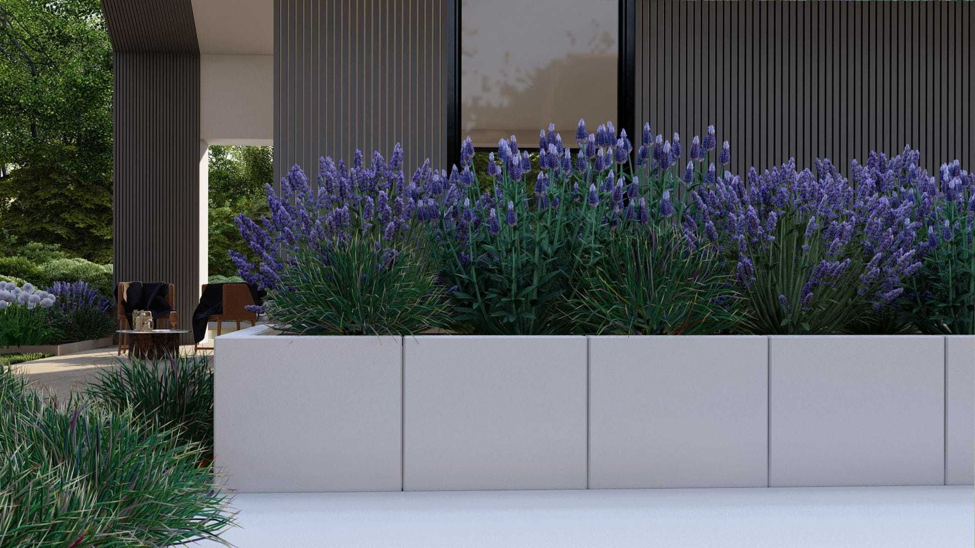 Duża donica betonowa modułowa|ścianki oporowe L|beton architektoniczny