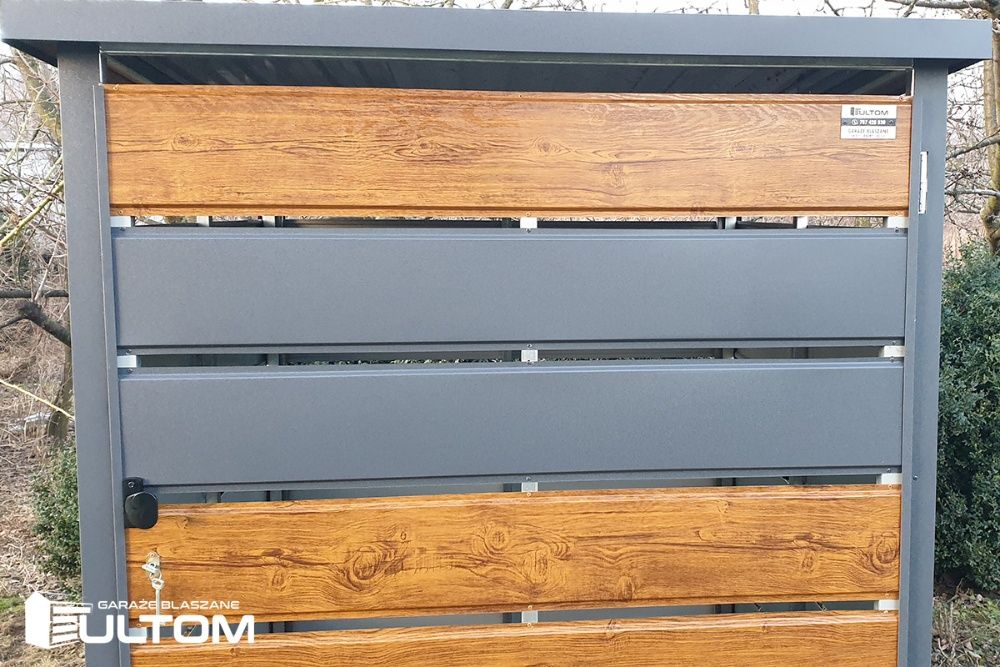 Wiata śmietnikowa blaszana, schowek na pojemniki